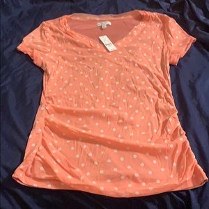 NYC coral polka dot T-shirt